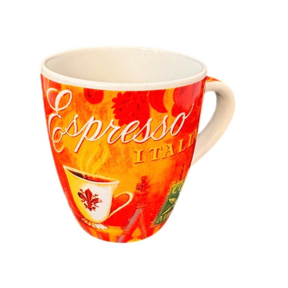 Blue Harbor Espresso Italia Jumbo Coffee Mug24oz Orange Italian Graphic Ceramic
